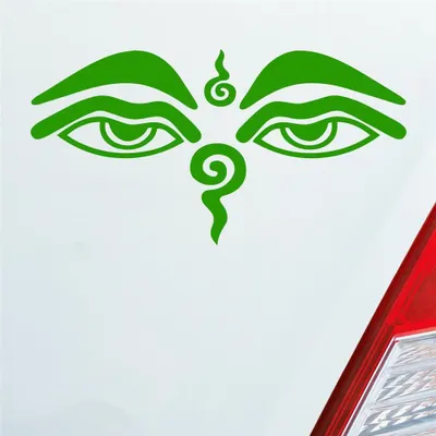 Produktbild von Auto Aufkleber Buddhismus Sehendes Auge Eye Buddha Asien 12x6 cm Hellgrün Sticker Heckscheibenaufkleber