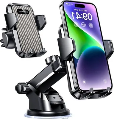 Obrázok produktu pre Držiak na mobil do auta 3 v 1 s ventilátorom, silikónový, čierny