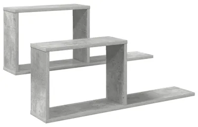 Image de vidaXL Étagères murales, 2 pièces, gris béton, 80 x 15 x 30 cm, matériau de bois