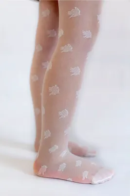 Produktbild von Aurellie Kinderstrumpfhose mit Rosenmuster in Weiß 20 Den 134/140