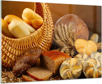 Produktbild von Bilder auf glas - Bäckerei Brot Essen - 100x70cm - Glasbilder - Wandbilder - Kunstdruck - zum Aufhängen bereit - Wanddekoration aus Glas - Glas Bilder - Wandbild auf Glas - Einteilig - GAA100x70-2309