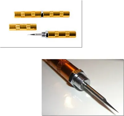 Produktbild von Wiltec Düsenreinigungsnadel für Airbrushpistolen und Düsen ab 0,2 mm, mit abgeschrägter Spitze, rutschfester Griff, Airbrush Zubehör