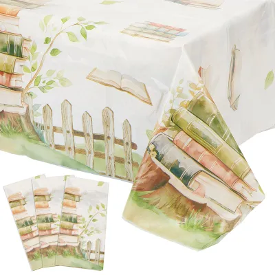 3er Pack Buch-Thema Tischdecke, rechteckig, 137x274 cm, Papier