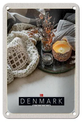 Produktbild von Blechschild Reise 12x18cm Dänemark Dekoration gemütlich Kerze Schild