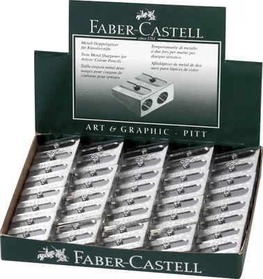 Zdjęcie produktu dla Faber-Castell 185710 Podwójna metalowa temperówka FABER-CASTELL, srebrna