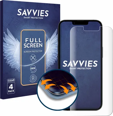 Produktbild von 4x Savvies Fullscreen Schutzfolie für Apple iPhone 16e / 17e Displayschutz Folie Fullcover Klar Transparent