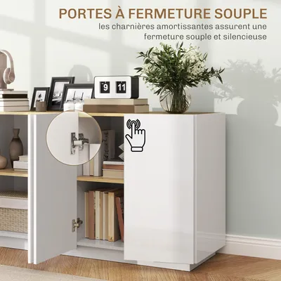 Productafbeelding van Buffetkastje - Opbergkast - Dressoir - Kast - Wandkast - Witte Lakafwerking - 4 Soft-Close Deuren