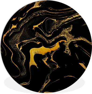 Produktbild von MuchoWow® Rundes Wandbild - Runde Bilder Muster - Gold - Schwarz Ø 30 cm Kreis Wanddekoration Kunststoff - Wandkreis - Wandschmuck - Schlafzimmer - Bilder - Der Kreis - Kunst für die Wohnung - Plastik - Kunstdruck - Wandbild