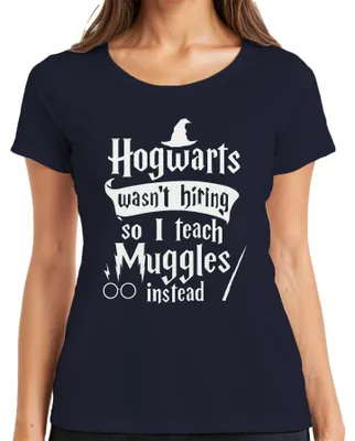 Produktbild von Hogwarts wasn't hiring so I teach Muggles instead Harry Potter Damen T-Shirt, Navy, S