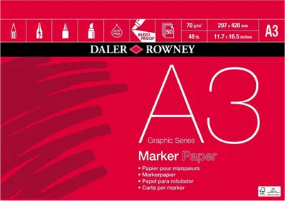 Produktbild von Daler-Rowney A3 Graphic Series Markerblock, 70 g/m², 50 Blatt