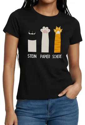 Produktbild von Spreadshirt Katzen Pfoten | Stein Papier Schere Frauen T-Shirt, S, Schwarz