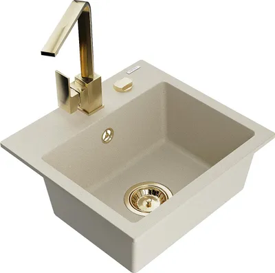Image de Mexen Milo évier 1 bac en granit avec mitigeur Rita, Beige - 6505-69-670300-50