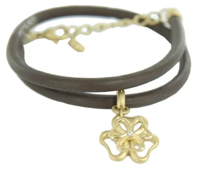Produktbild von Skagen Damen Armband Leder zweireihig gold Blume JBG0019