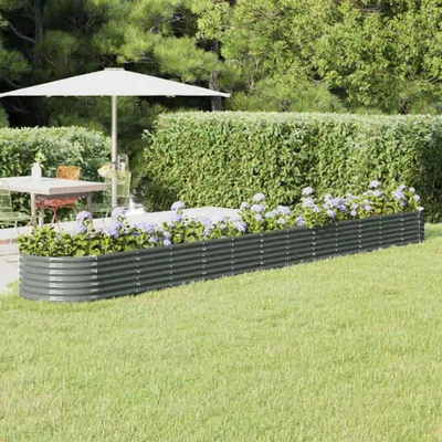 Productafbeelding van vidaXL Verhoogde plantenbak, verzinkt staal, 512x80x36 cm, grijs