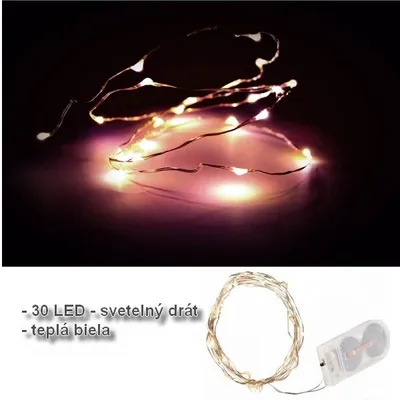 Produktbild von LED svetelná reťaz na batérie AQUA - 30 teplých bielych LED diód - 150 cm - možnosť prevádzky pod vodou