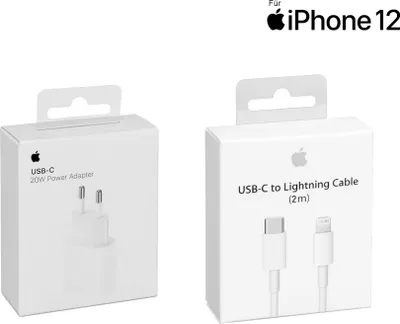 Produktbild von Original Apple iPhone - 20W USB-C Ladegerät +  2m Usb-C Lightning Kabel
