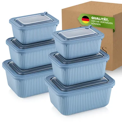 Image de Viwares Lot de 6 boîtes de conservation avec couvercle à valve transparent, récipients de conservation, cuisine, empilables, sans BPA, plastique, convient au micro-ondes/réfrigérateur, 3 tailles (650ml/1050ml/1750ml)