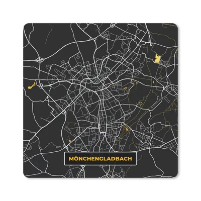 Produktbild von MuchoWow® Mauspad Mousepad Mönchengladbach - Schwarz und Gold - Karte - Stadtplan - Wegbeschreibung 30x30 cm - Mousepads - Maus Mat - Pad - Mausunterlage - Gaming