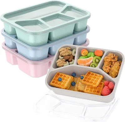 Produktbild von Lunchbox-Set für 4 Erwachsene, Bento-Boxen mit Fächern, Lunchboxen, Sandwichboxen, Snackboxen, Frühstücksboxen, Lebensmittelboxen, Sandwichboxen, Lunchboxen, Frühstücks- und Snackboxen