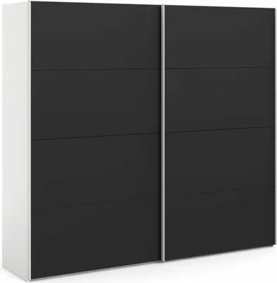 Produktbild von Kleiderschrank 2 Türen Damienne, Schlafzimmermöbel, Schrank, Garderobe, 243x61 h220 cm, Weiß und Schwarz