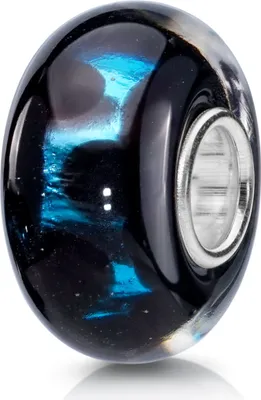 Produktbild von MATERIA By Matthias Wagner Glas Bead schwarz blau mit Schimmer für Armband 1484