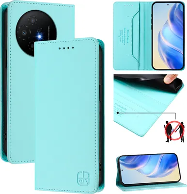 Produktbild von Lederhülle für TCL 50 XL Hülle Flip Brieftasche Kartenfächern Ständer Schutzhülle Türkis