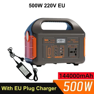 Obrázok produktu pre Prenosná solárna elektráreň – 500 W – 460 Wh – LiFePO4 batéria – 220 V – Čistá sínusoida – EÚ zástrčka