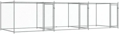 Produktbild von Hundekäfig mit Türen aus verzinktem Stahl, Grau, 6 x 2 x 1,5 m