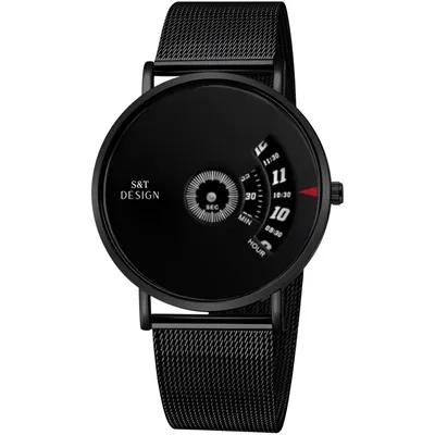 Produktbild von Herren Uhr Armbanduhr Männer Uhr Luxus Edelstahl schlank Herrenuhr Quarz Schwarz