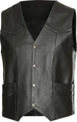 Produktbild von Herren Western Weste Cowboy Biker Leder »W-01« Schwarz