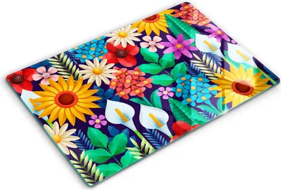 Produktbild von Abdeckung Glas - Küchenabdeckung - 80x52 cm - Abdeckplatte -Blumenwieseillustration