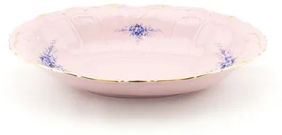 Produktbild von Ovale Schale Amis 26 cm, blaue Blumen, rosa Porzellan, Leander