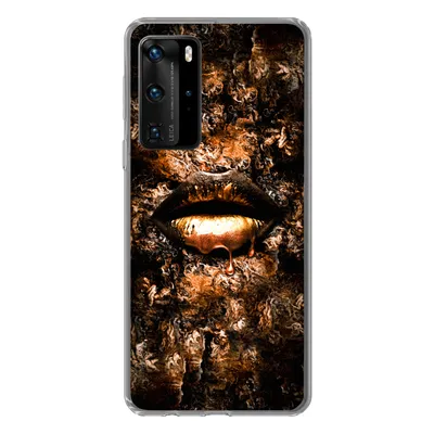 Produktbild von MuchoWow® Handyhülle Schutzhülle Hülle für Huawei P40 Pro Frau - Lippen - Kupfer Silikon Softcase Handy Hülle - Schutz