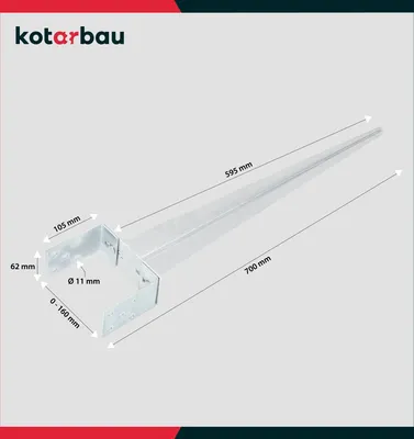 Obrázek produktu pro KOTARBAU® Držák sloupku Nastavitelná patka sloupku 0–160 mm Trámová patka U 70 cm Držák dřevěného sloupku Zemní kotva Zarážecí objímka z pozinkované oceli