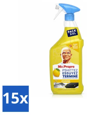 Produktbild von 15 x Mr. Proper Flash Reiniger Spray - Allesreiniger und Entfetter - Zitrone - 800 ml - Vorteilspackung - 15 Stücke