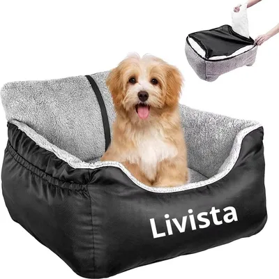 Obrázek produktu pro Livista Omyvatelná autosedačka pro psa s pásem - Koš pro psa do auta - Do auta a na zadní sedadlo - Koš do auta pro psy - Sedačka pro psa