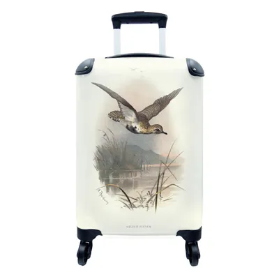 Produktbild von MuchoWow® Koffer Handgepäck Trolley Rollkoffer Kleine Reisekoffer mit 4 Rollen - Antiker Vogeldruck Goldregenpfeifer - Cabin Size < 55x40x23 cm & 55x40x20 cm - Fotokoffer - Kabinenkoffer - Boardgepäck - Reise-Box - Reisekoffer - Reisegepäck - Koffer mit Bild - Trolley für Kinder