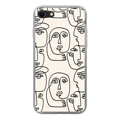 Produktbild von MuchoWow® Handyhülle Schutzhülle Hülle für iPhone SE 2022 Gesicht - Muster - Strichzeichnung Silikon Softcase Handy Hülle - Schutzhülle