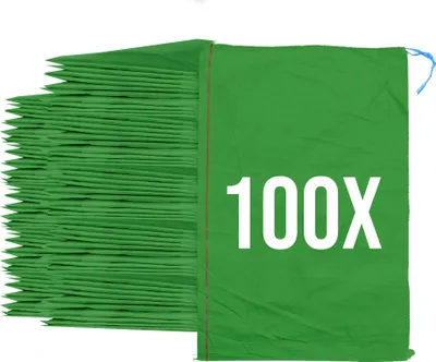Produktbild von Bazko Leere Hochwasser Sandsäcke zum Befüllen 100 Stück | 50x80 cm | grün | PP Gewebesack | Gartensack mit Zugband