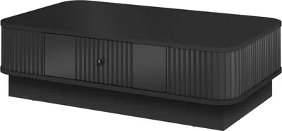 Image de Table basse Vesper avec tiroir et socle stable – 103 x 60 x 32 cm | Couleur : noir/poignée noire