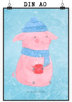 Produktbild von Mr. & Mrs. Panda Bild Schwein Glühwein DIN A0 - Eisblau - Geschenk, Posterdruck, Wandschmuck, Weihnachten, Wandbild, Weihnachtsmarkt, drucke, Glühschwein, Punsch