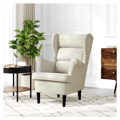Produktbild von Sessel Loungesessel Fernsehsessel Ohrensessel Relaxsessel Wohnzimmersessel Couchsessel Armsessel Polstersessel Lounge Cremeweiß Samt