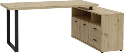 Image de Bureau d'angle - GOLDSBORO - Chene artisan / Noir - 124,2 x 181,5 x 74,1 cm