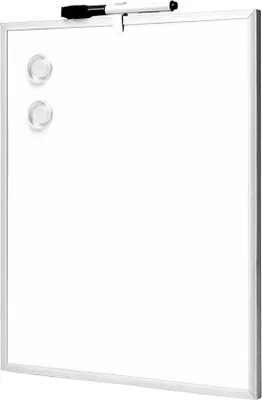 Produktbild von Kleines magnetisches Whiteboard mit Aluminiumrahmen für zu Hause und im Büro, inklusive schwarzem Marker mit Radiergummi, Magnet und Halterungen für die Wandmontage (35 x 28 cm)