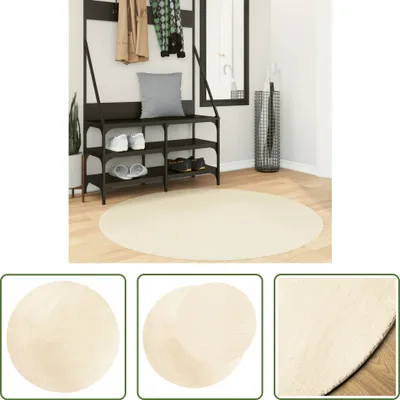 Produktbild von The Living Store Teppich HUARTE Kurzflor Weich und Waschbar Creme Ø 120 cm