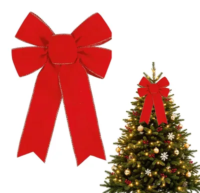 Weihnachtsbaum mit roten Schleifen, 23 x 33 cm, große rote Schleife