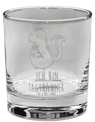 Produktbild von Mr. & Mrs. Panda Whiskyglas Stinktier Blume - Transparent - Geschenk, Tumbler Glas, Whiskeyglas, Gravur, Dreams, Wildtier, Träume, Skunk, Whisky, Raubtier
