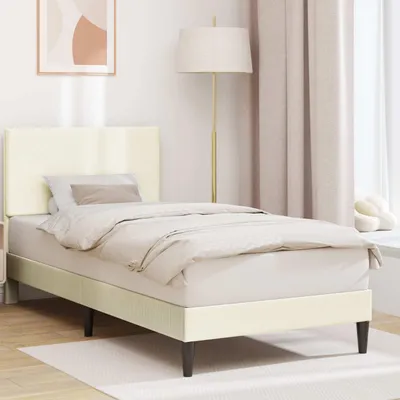 Obrázok produktu pre Maison Exclusive – Posteľový rám s čalúnenou opierkou, krémová farba, rozmer 90 x 190 cm, potiahnutý tkaninou