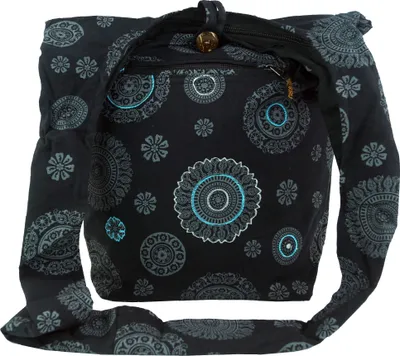 Immagine prodotto di Borsa Sadhu, Borsa Goa, Borsa a tracolla - Nero, Unisex - Adulti, Cotone, 35*35*25 cm, Borsa a tracolla alternativa, Borsetta in tessuto