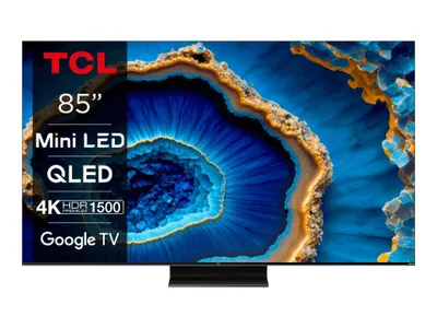 Obrázek produktu pro TCL C80 85C805, 2,16 m (85"), 3840 x 2160 px, LED, Smart TV, Wi-Fi, Černá